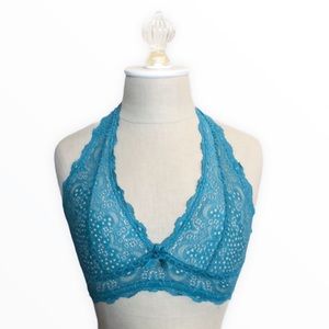 Halter lace blue bralette